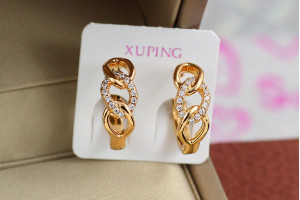 Сережки Xuping Jewelry каблучки ремінці 1,7 см золотисті