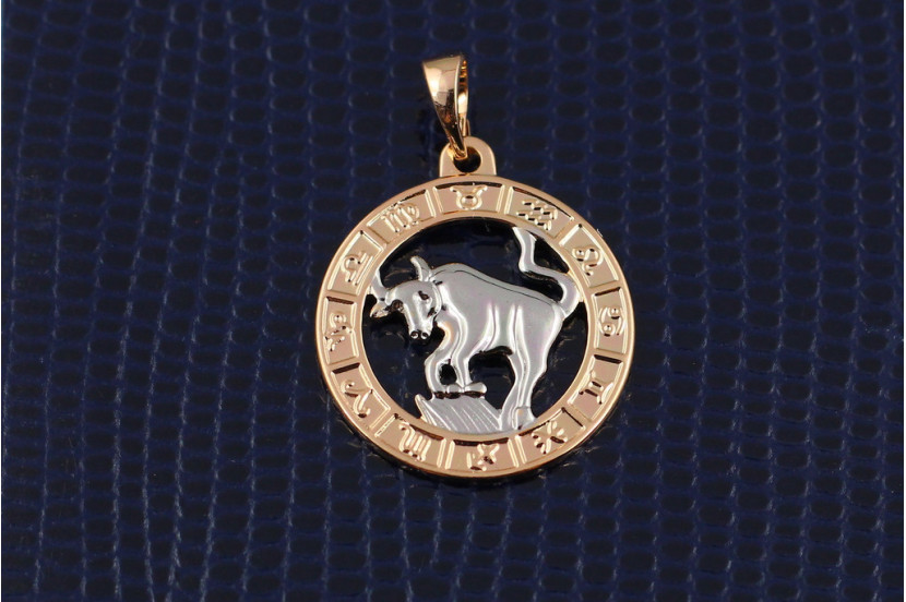 Кулон зодіак Xuping Jewelry тілець з родіцєм 2 см золотистий