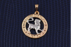 Кулон зодіак Xuping Jewelry лев з родієм 2 см золотистий