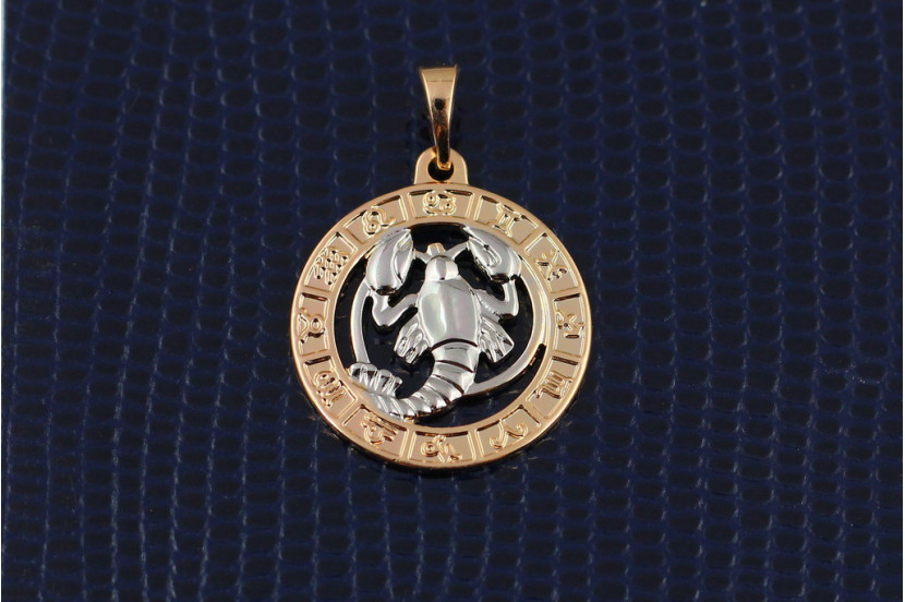 Кулон зодіак Xuping Jewelry рак з родієм 2 см золотистий