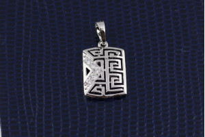 Кулон Xuping Jewelry прямокутник з грецьким візерунком 1.8 см сріблястий