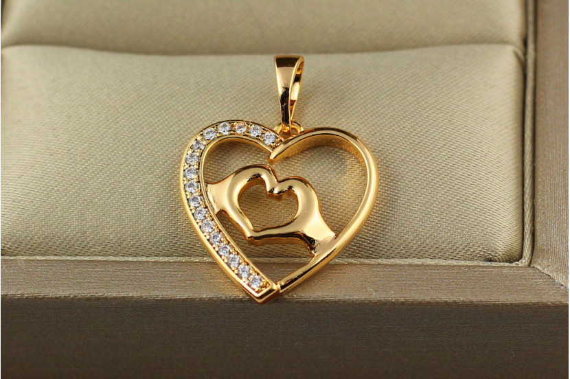 Кулон Xuping Jewelry подвійне сердечко 2 см завширшки 1.7 см золотистий