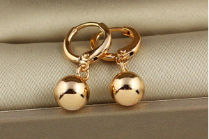 Сережки підвіски Xuping Jewelry кульки 8 мм золотисті