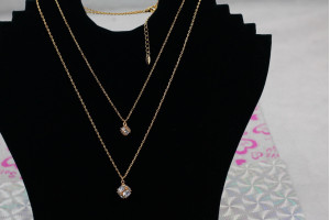 Набір подвійний ланцюг Xuping Jewelry кубик ніжність 45 см з додатком 5 см золотистий