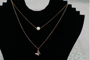 Набір подвійний ланцюг Xuping Jewelry самбо бабочки 45 см з додатком 5 см золотистий