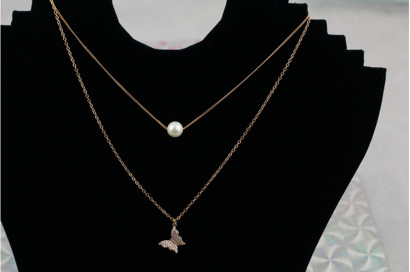 Набір подвійний ланцюг Xuping Jewelry самбо метелика 45 см з додатком 5 см золотистий