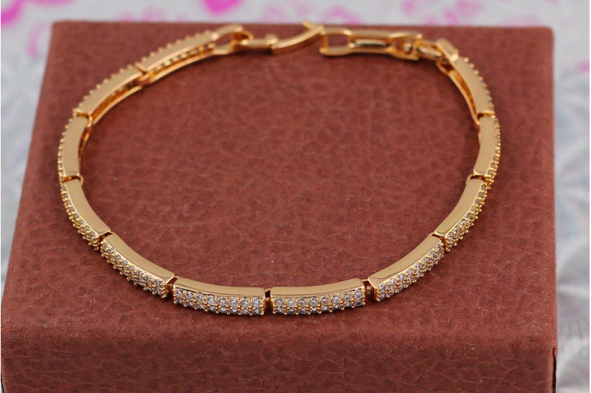 Браслет Xuping Jewelry вагончики з каменями 19 см 5 мм золотистий