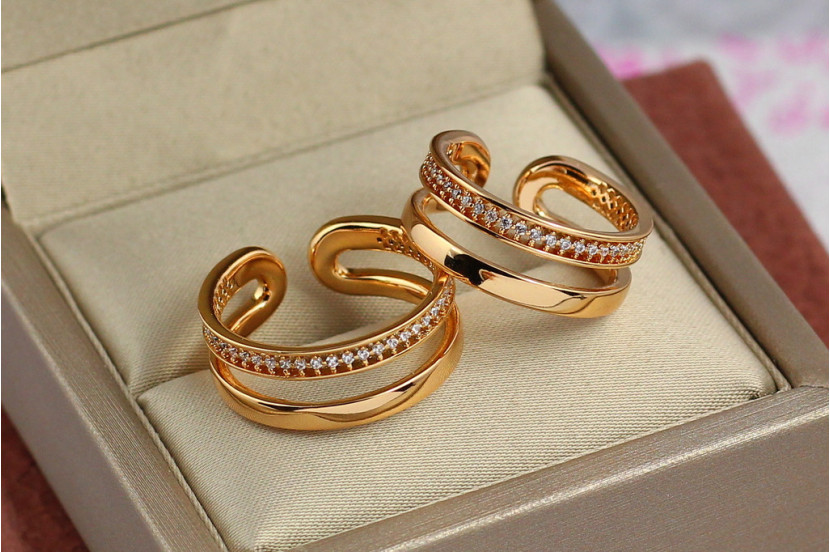 Кільце Xuping Jewelry розсувне два шляхи р 16 золотисте