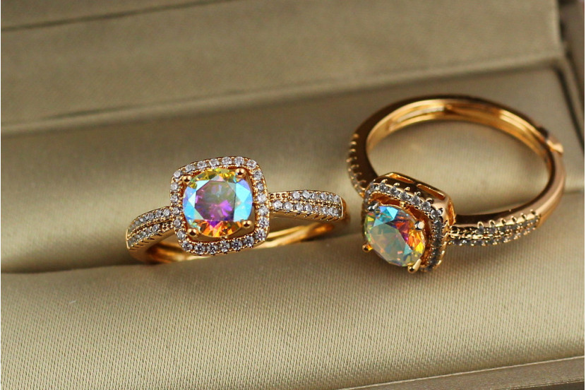 Кільце Xuping Jewelry розсувне квадрат хамелеон в оправі з каменів р 18 золотисте