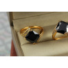 Кільце Xuping Jewelry чорний квадрат р 18 золотисте