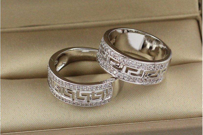 Кільце Xuping Jewelry з грецьким орнаментом р 17 сріблясте