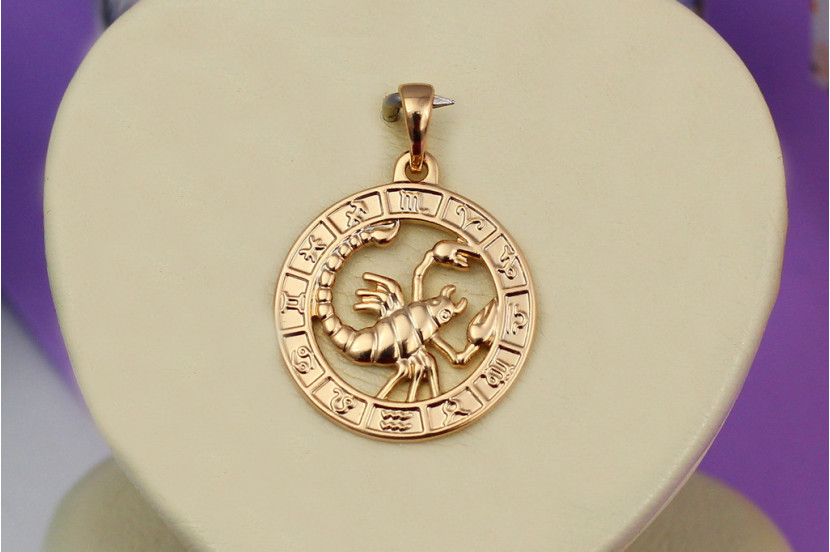 Кулон зодіак Xuping Jewelry скорпіон 2 см золотистий