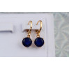 Сережки підвіски Xuping Jewelry з синіми каменями діаметру 8 мм сережки 2,2 см золотисті