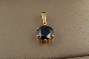 Кулон Xuping Jewelry чорний камінь на шість кріплень 8 мм золотистий
