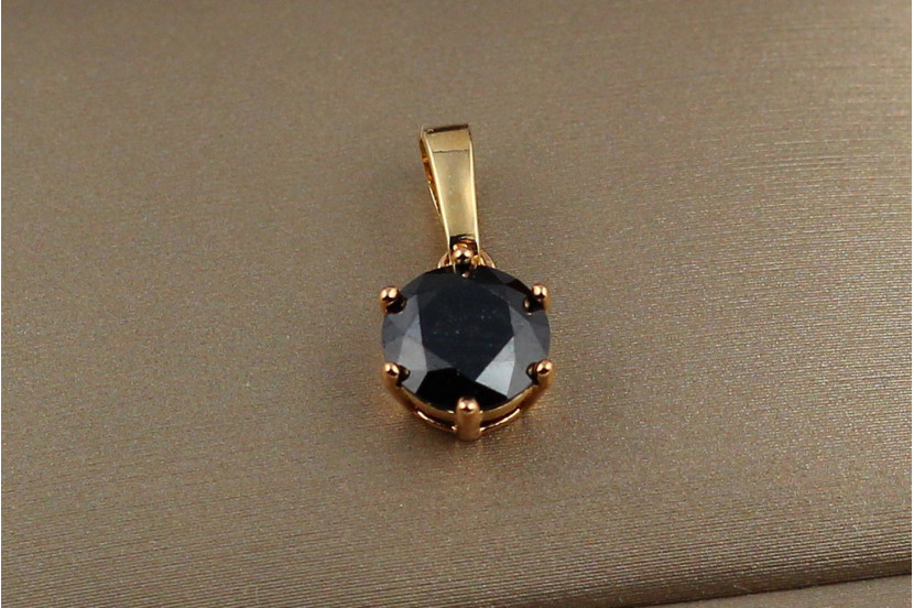 Кулон Xuping Jewelry чорний камінь на шість кріплень 8 мм золотистий