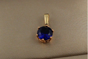 Кулон Xuping Jewelry синій камінь на шість кріплень 8 мм золотистий
