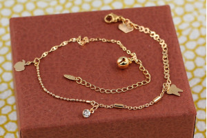 Браслет Xuping Jewelry на ногу ланцюгове асорті 24 см 1 мм добавка ланцюга 5 см золотистий