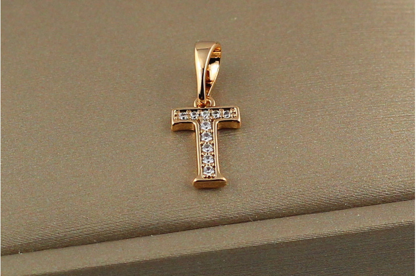 Кулон Xuping Jewelry літера T 1,2 см золотистий