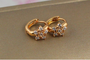 Сережки дитячі Xuping Jewelry зірочки з круглою серединкою 6 мм золотисті