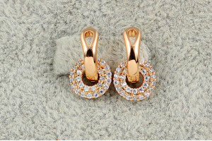 Сережки дитячі Xuping Jewelry підвійний обідок 1.3 см золотисті