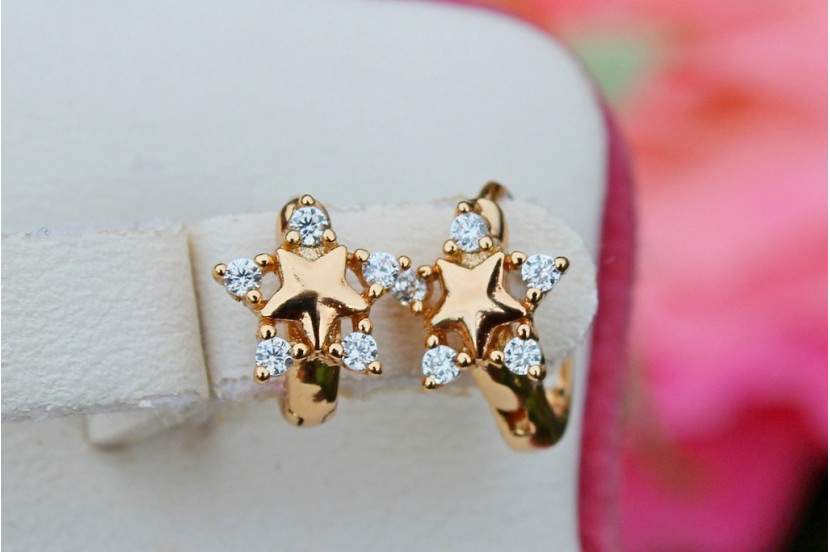 Сережки дитячі Xuping Jewelry відбиття зірки 8 мм золотисті
