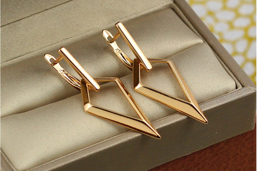 Сережки Xuping Jewelry підвіски вістря стріли 4 см золотисті