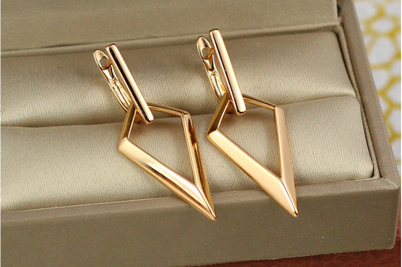 Сережки Xuping Jewelry підвіски вістря стріли 4 см золотисті