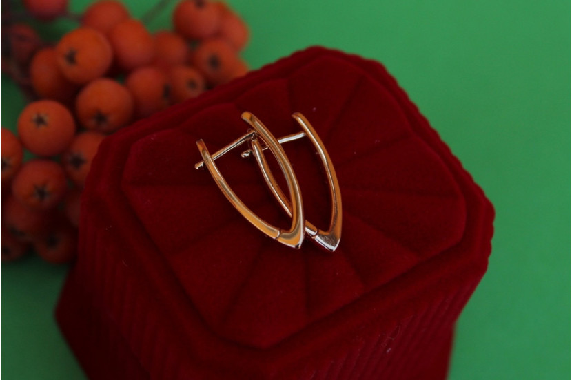 Сережки Xuping Jewelry тонка гладка стріла 2.5 см золотисті