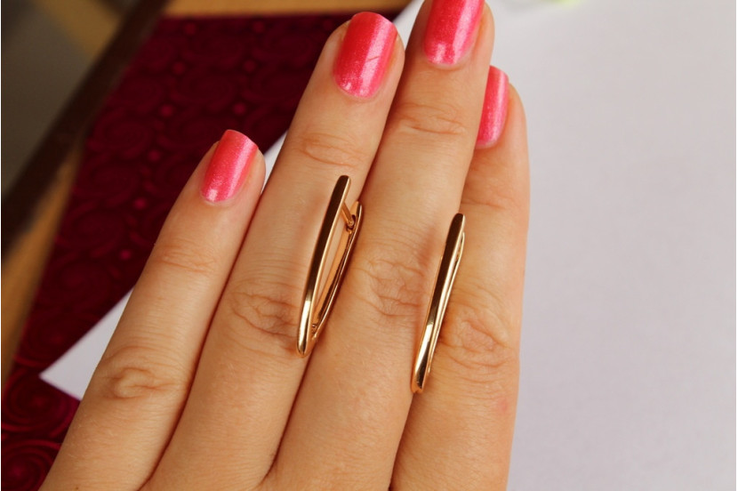 Сережки Xuping Jewelry тонка гладка стріла 2.5 см золотисті