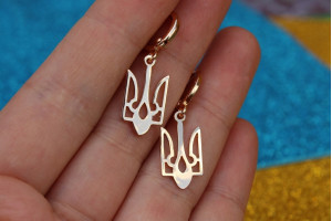 Сережки Xuping Jewelry герб тризуб 3.5 см золотисті