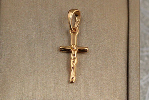 Хрестик Xuping Jewelry тонкий із розп'яттям 1.8 см золотистий