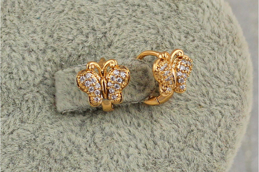 Сережки дитячі Xuping Jewelry Метелик 1 см золотисті