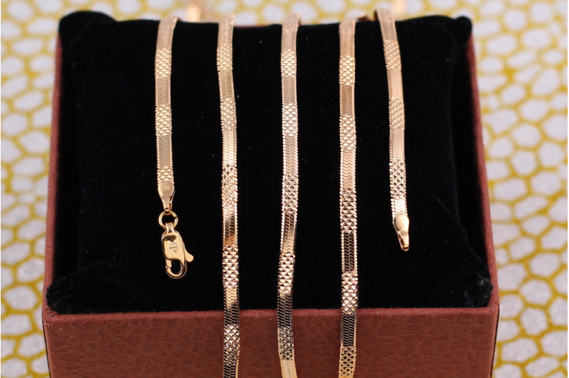 Ланцюг Xuping Jewelry Снейк з ромбічним малюнком 45 см 3 мм золотистий