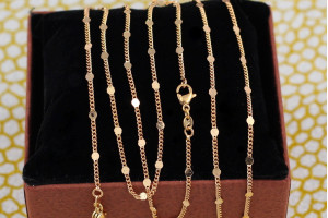 Цепь Xuping Jewelry панцирний 45 см 1,5 мм із круглими вставками 3 мм золотистий
