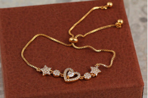 Браслет Xuping Jewelry регульований на бігунці велике серце із зірками