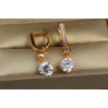 Сережки підвіски Xuping Jewelry з білим круглим каменем 3.1 см золотисті