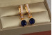 Сережки підвіски Xuping Jewelry із синім круглим каменем 3.1 см золотисті