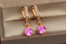 Сережки підвіски Xuping Jewelry з рожевим круглим каменем 3.1 см золотисті
