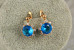 Сережки Xuping Jewelry сонечко з блакитним каменем 1.5 см золотисті