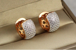 Сережки Xuping Jewelry широкі сіточка з родієм 1.6 см золоті