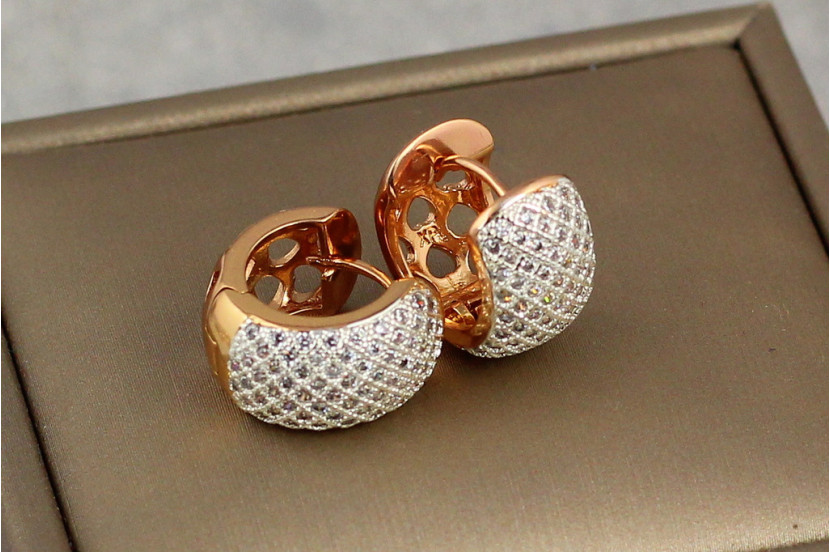 Сережки Xuping Jewelry широкі сіточка з родієм 1.6 см золотисті
