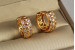 Сережки Xuping Jewelry ромбики по краях фіанти 1.5 см золотисті