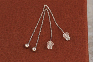 Сережки протяжки Xuping Jewelry 8 см із кульками 4 мм сріблясті