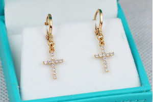 Сережки підвіски Xuping Jewelry хрестики 3 см золоті