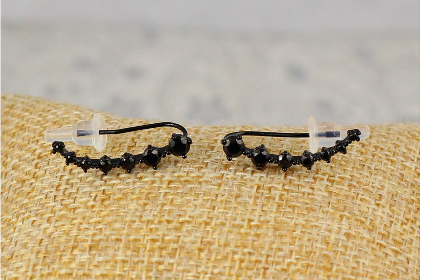 Сережки кафи Xuping Jewelry камінці по наростній 2.3 см із покриттям блек ган чорні
