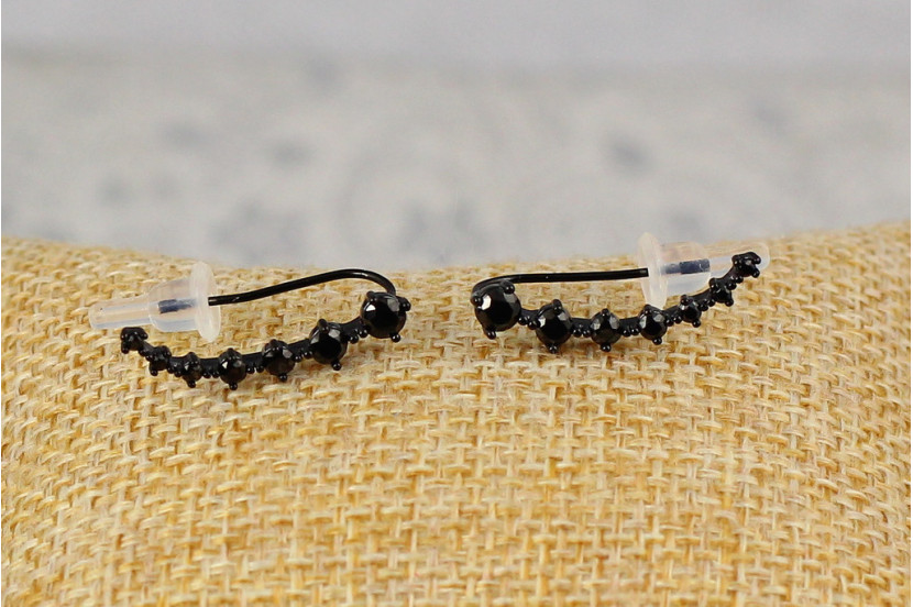 Сережки кафи Xuping Jewelry камінці по наростній 2.3 см із покриттям блек ган чорні