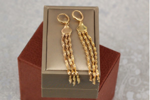 Сережки відмітки Xuping Jewelry золотий дощик 8 см золотисті