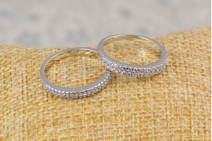 Кільце Xuping Jewelry спереду дві доріжки з каміння 16 р сріблясте