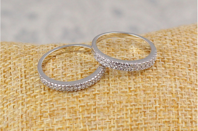 Кільце Xuping Jewelry спереду дві доріжки з каменів 19 р сріблясте