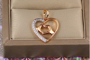 Кулон Xuping Jewelry подвійне серце з родієм 1.8 см золотистий